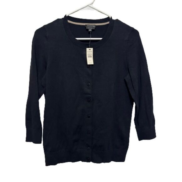 NWT Talbots black Pima cotton button-up cardigan sweater size small - Picture 1 of 8